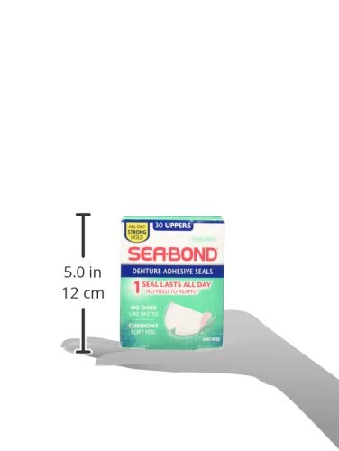 SEA-BOND Denture Adhesive Seals Uppers Fresh Mint, 30 Each (Pack of 3)