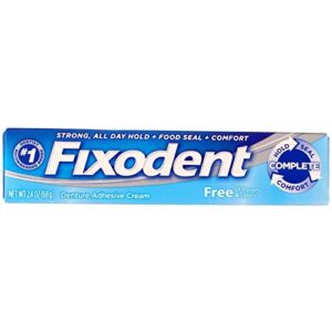 fixodent free denture adhesive cream 2.40 ounce (pack of 2)