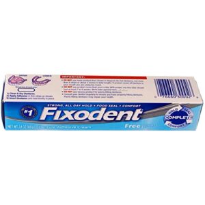 Fixodent Free Denture Adhesive Cream 2.40 oz (Pack of 4)