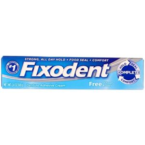fixodent free denture adhesive cream 2.40 oz (pack of 5)