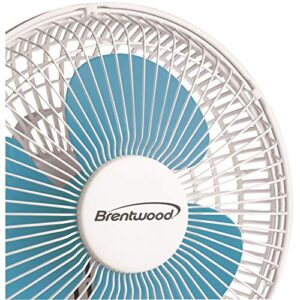 Brentwood Kool Zone Clip On Desk Fan, 2-Speed 6-inch, White