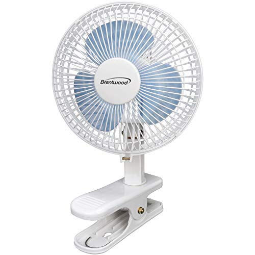 Brentwood Kool Zone Clip On Desk Fan, 2-Speed 6-inch, White
