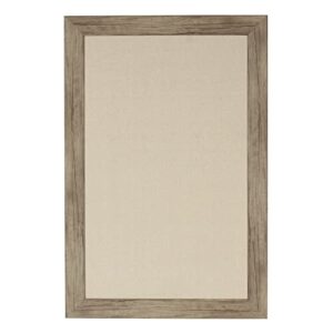 designovation beatrice framed linen fabric pinboard, 18x27, rustic brown
