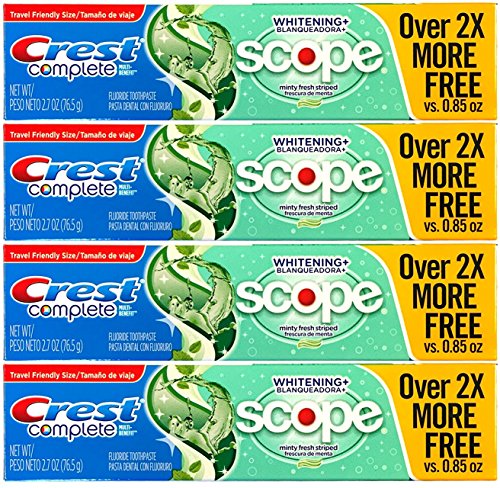 Crest Whitening Plus Scope Toothpaste Minty Fresh Striped 2.70 oz (Pack of 4)