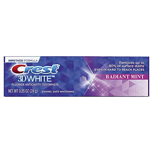 Crest 3D White Vivid Fluoride Anticavity Toothpaste, Radiant Mint 0.85 oz (Pack of 4)