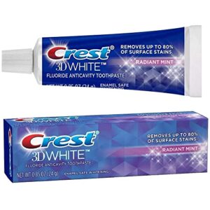 crest 3d white vivid fluoride anticavity toothpaste, radiant mint 0.85 oz (pack of 4)