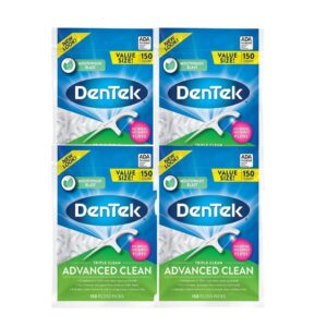 DenTek Triple Clean Advanced Floss Picks, No Break & No Shred Floss, 150 Count. (Pack of 4)