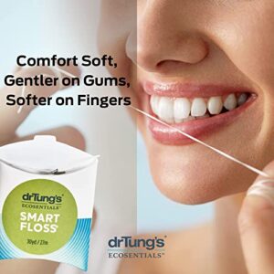 DrTung's Smart Floss - Natural Floss, PTFE & PFAS Free Floss, Gentle on Gums, Expands & Stretches, BPA Free Floss - Natural Dental Floss Cardamom Flavor (Pack of 9)