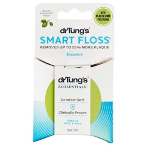 drtung's smart floss - natural floss, ptfe & pfas free floss, gentle on gums, expands & stretches, bpa free floss - natural dental floss cardamom flavor (pack of 11)