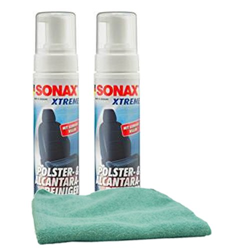 Sonax Upholstery & Alcantara Cleaner (250 ml) Bundle with Microfiber Cloth (3 Items)