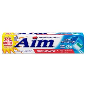aim multi-benefit cavity protection gel toothpaste, ultra mint 5.50 oz (pack of 11)
