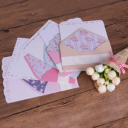 SCStyle 32 Cute Lovely Kawaii Special Design Writing Stationery Paper+16 Envelope 3.45 x5.4 Inch -(Flower)