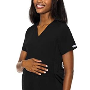 Med Couture Women's Maternity V-Neck Scrub Top, Black, Medium