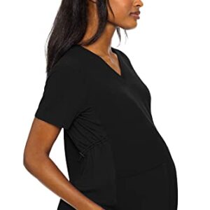 Med Couture Women's Maternity V-Neck Scrub Top, Black, Medium