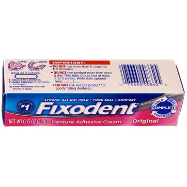 Fixodent Denture Adhesive Cream Original, Multi, 0.75 Oz, Pack of 4