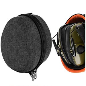 geekria shield headphones case compatible with howard leight impact sport, impact pro, sync, leightning electric earmuff, shooting earmuff, replacement hard shell travel carrying bag (dark grey)