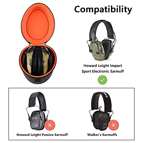 Geekria Shield Headphones Case Compatible with Howard Leight Impact Sport, Impact Pro, Sync, Leightning Electric Earmuff, Shooting Earmuff, Replacement Hard Shell Travel Carrying Bag (Dark Grey)