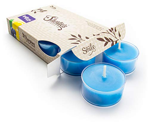 Lemon Blueberry Twist Premium Tealight Candles - Highly Scented with Essential & Natural Oils - 6 Blue Tea Lights - Beautiful Candlelight - Made in The USA - Fruit & Berry Collection