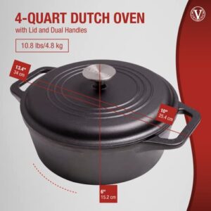 Victoria 4-Quart Cast-Iron Dutch Oven with Lid and Dual Loop Handles, Seasoned with Flaxseed Oil, Made in Colombia