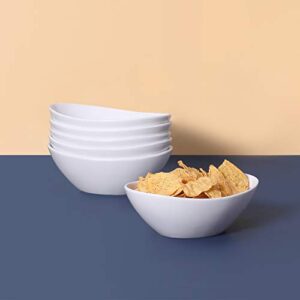 LIFVER Dessert Bowls, 16 Ounce Serving Bowls for Side Salad, Soup, Cereal, Ice Cream, 7 inch Porcelain White Bowls Set, Dishwasher & Microwave Safe Kitchen Bowls, Set of 6