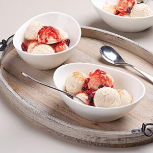 LIFVER Dessert Bowls, 16 Ounce Serving Bowls for Side Salad, Soup, Cereal, Ice Cream, 7 inch Porcelain White Bowls Set, Dishwasher & Microwave Safe Kitchen Bowls, Set of 6