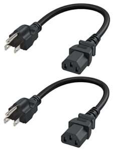 cablecreation [2-pack 1 feet 18 awg universal power cord for nema 5-15p to iec320c13 cable, 0.3m / black