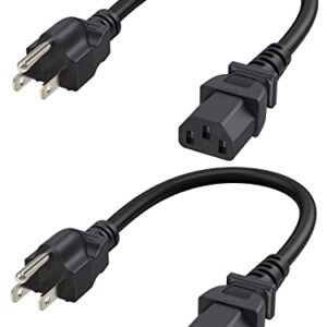 CableCreation [2-Pack 1 Feet 18 AWG Universal Power Cord for NEMA 5-15P to IEC320C13 Cable, 0.3M / Black