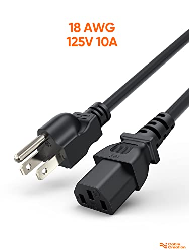 CableCreation [2-Pack 1 Feet 18 AWG Universal Power Cord for NEMA 5-15P to IEC320C13 Cable, 0.3M / Black