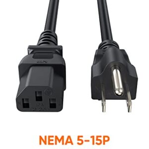 CableCreation [2-Pack 1 Feet 18 AWG Universal Power Cord for NEMA 5-15P to IEC320C13 Cable, 0.3M / Black