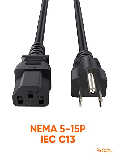 CableCreation [2-Pack 1 Feet 18 AWG Universal Power Cord for NEMA 5-15P to IEC320C13 Cable, 0.3M / Black