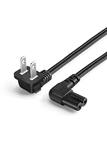 CableCreation 3 Feet 18 AWG Angled 2-Slot Non-Polarized Angle Power Cord (IEC320 C7 to Nema 1-15P), 0.915M / Black