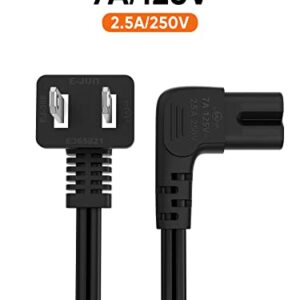 CableCreation 3 Feet 18 AWG Angled 2-Slot Non-Polarized Angle Power Cord (IEC320 C7 to Nema 1-15P), 0.915M / Black