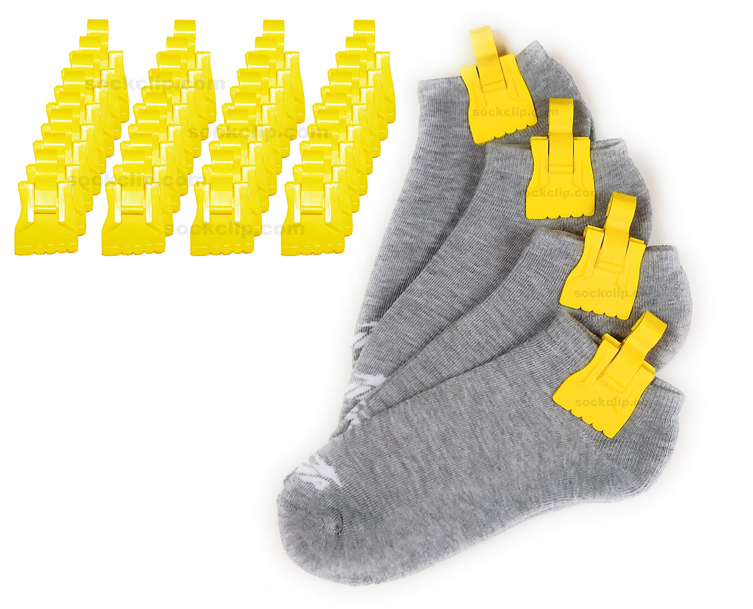 The Amazing Sock Clip Sock Holder, 32 Clips, Yellow, Made in U.S.A.