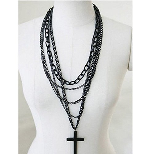 suchada j.shop Retro Fashion Women Vintage Cross Pendant Long Chain Charm Necklace Girls Gift