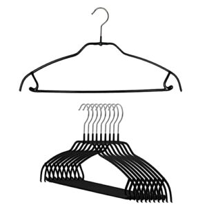 mawa by reston lloyd silhouette ultra-thin series, non-slip space saving shirt hanger with pant bar & skirt hooks, style 42/ftu, pack of 10, black