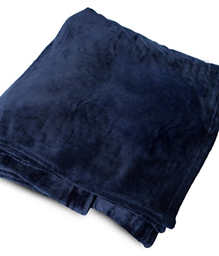 BIRDROCK HOME Internet’s Best Plush Throw Blankets - Navy (Blue) - Ultra Soft Couch Blanket - Light Weight Sofa Throw - 100% Microfiber Polyester - Easy Travel - Queen Full Bed - 90 x 90