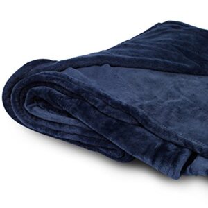 BIRDROCK HOME Internet’s Best Plush Throw Blankets - Navy (Blue) - Ultra Soft Couch Blanket - Light Weight Sofa Throw - 100% Microfiber Polyester - Easy Travel - Queen Full Bed - 90 x 90