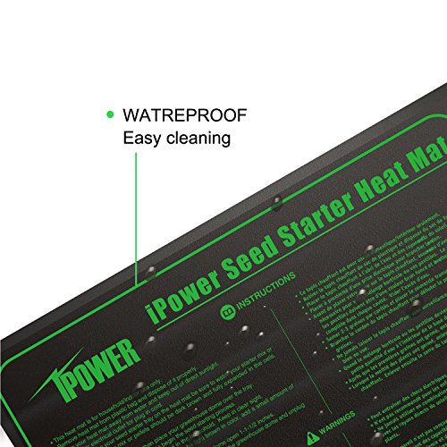 iPower Warm Hydroponic Seedling Heat Mat and Digital Thermostat Combo Set for Seed Germination, 20" x 20" & Control, Black