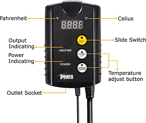 iPower GLHTMTCTRLHTMTL 48" x 20" Warm Hydroponic Seedling Heat Mat and Digital Thermostat Control Combo Set for Plant Germination, Black