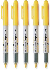 pilot spotliter supreme fluorescent highlighters chisel tip yellow 5-pack(16008)