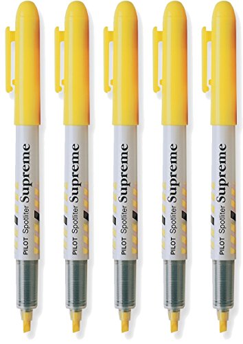 Pilot Spotliter Supreme Fluorescent Highlighters Chisel Tip Yellow 5-PACK(16008)