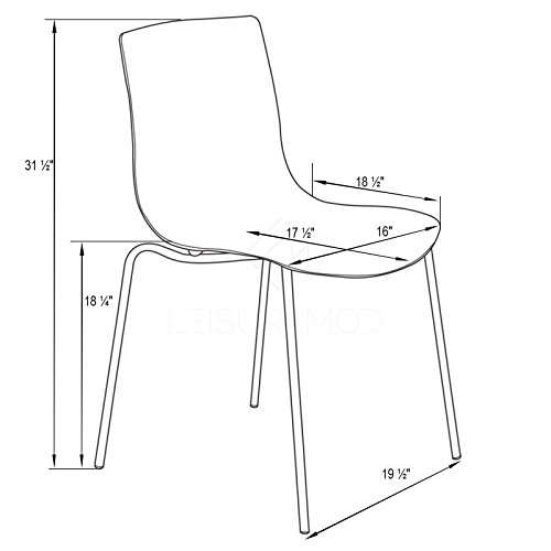 LeisureMod Astor Water Ripple Design Modern Lucite Dining Side Chair with Metal Legs, Set of 4, Clear