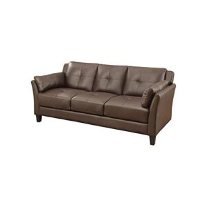 Furniture of America Tonia Contemporary Faux Leather Tufted Sofa in Brown