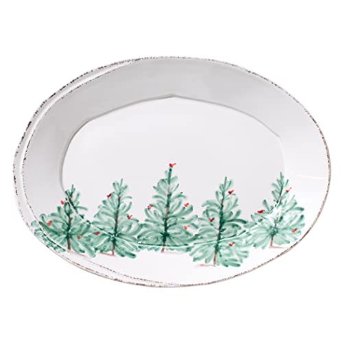 Vietri Lastra Holiday Collection Italian Serveware Sets and Pieces (Small Oval Platter)