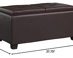 Christopher Knight Home Maxwell Bonded Leather Double Tray Ottoman, Brown