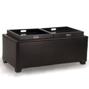 Christopher Knight Home Maxwell Bonded Leather Double Tray Ottoman, Brown