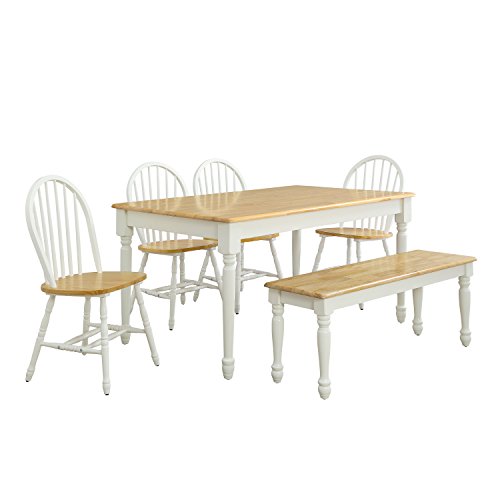 Better Homes and Gardens Autumn Lane Farmhouse Dining Table, White and Natural by Better Homes & Gardens