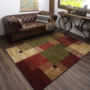 mohawk home alliance modern geometric 7' 6" x 10' area rug - red - perfect for living room, dining room, office