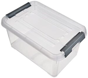 curver storage box handy plus with lid 6l in transparent/silver, 29.5 x 19.5 x 14 cm