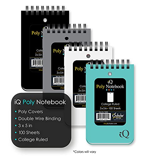 iScholar Double Wire Poly Memo Book, 3 x 5", Top Open, Color will Vary (94350)